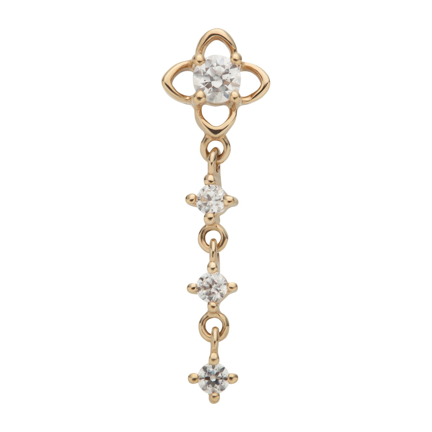 Flower and triple prongs 14kt and zircons