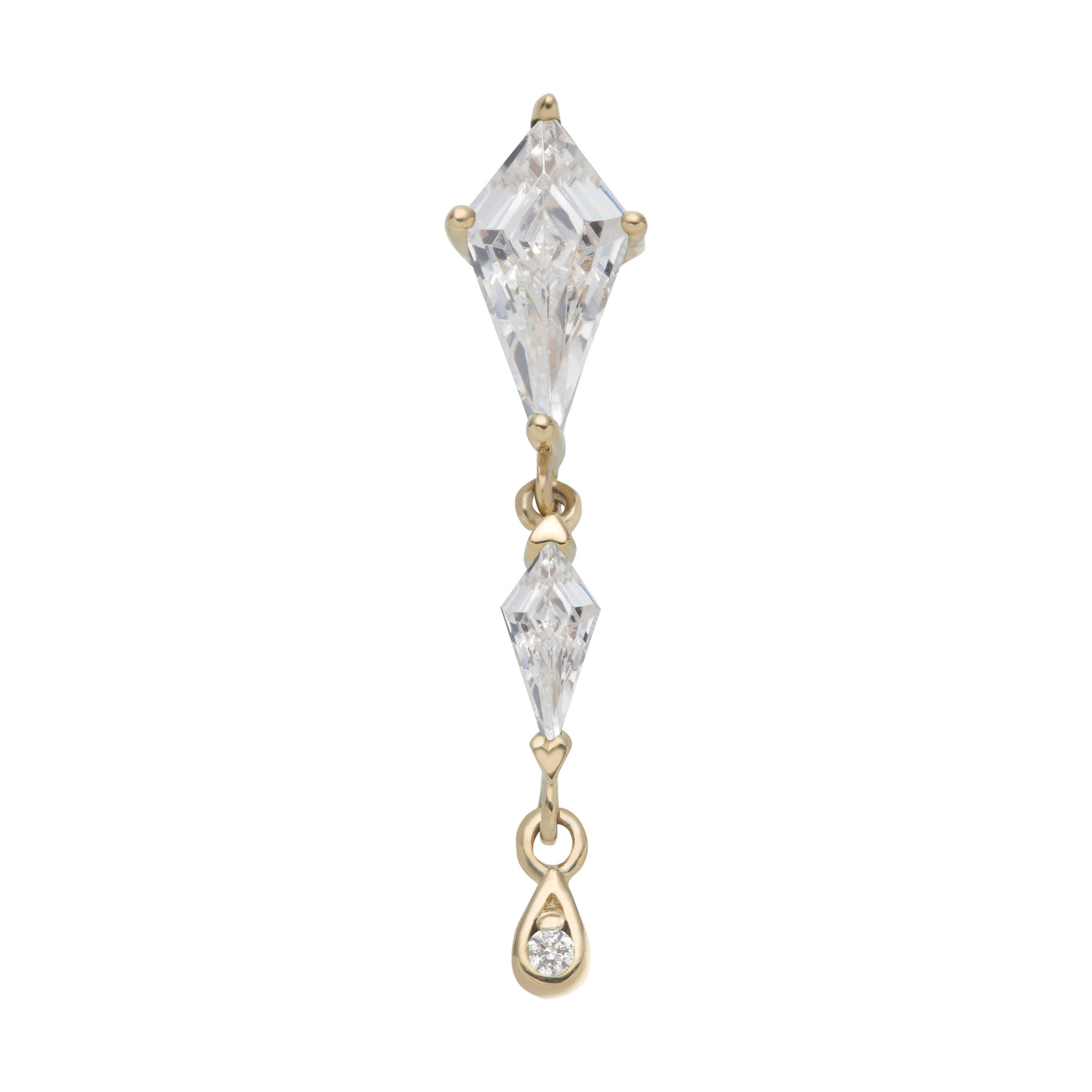 14kt gold and cubic zirconia dagger pendant