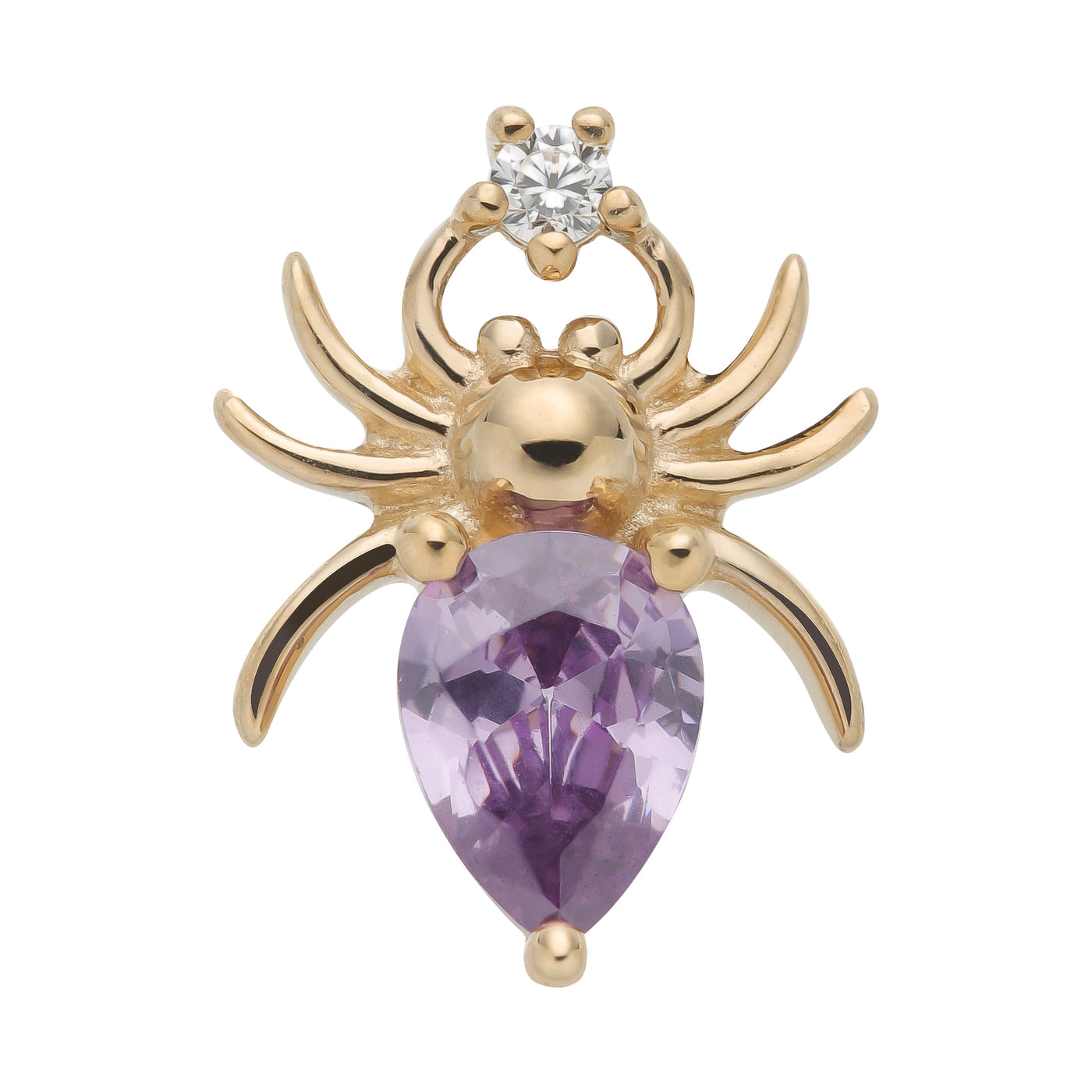 Violet spider 14Kt gold & zircons