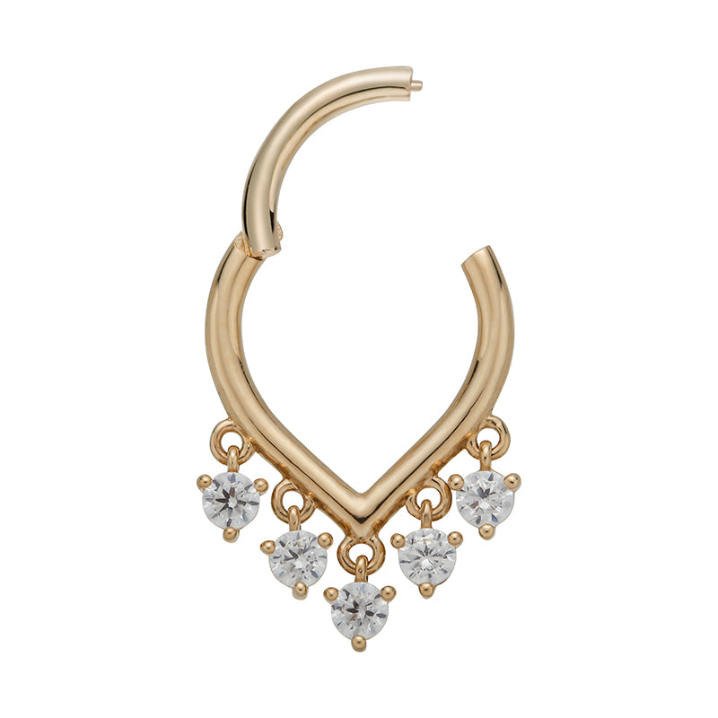 Five-point drop, 14kt gold