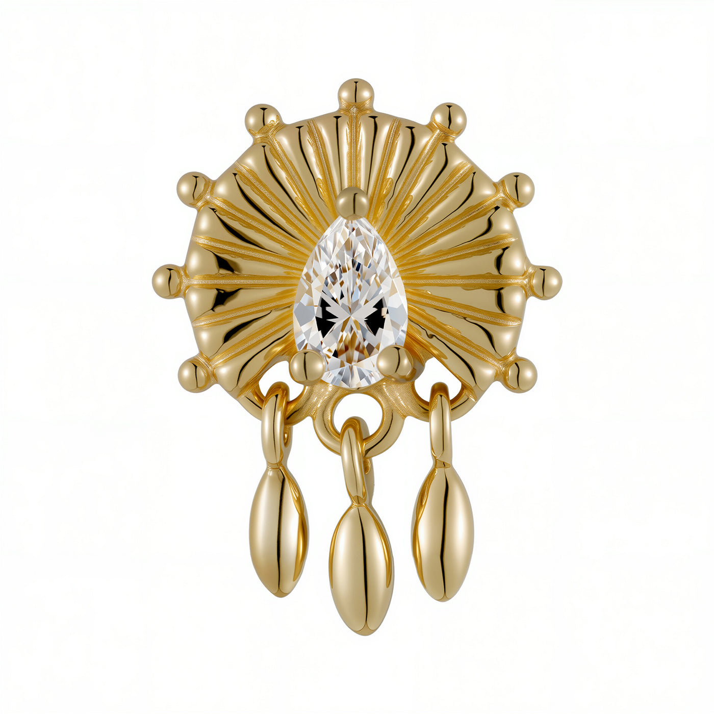Fan with dangles 18kt and diamond