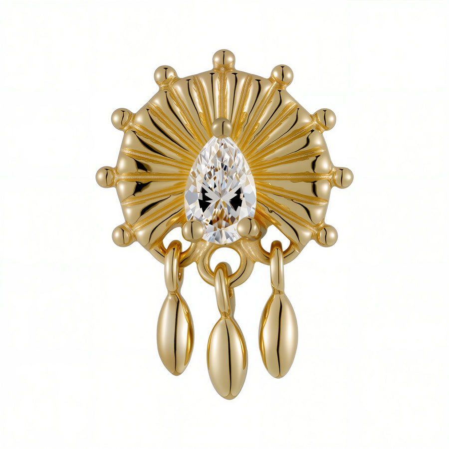 Fan with dangle 18kt and diamond