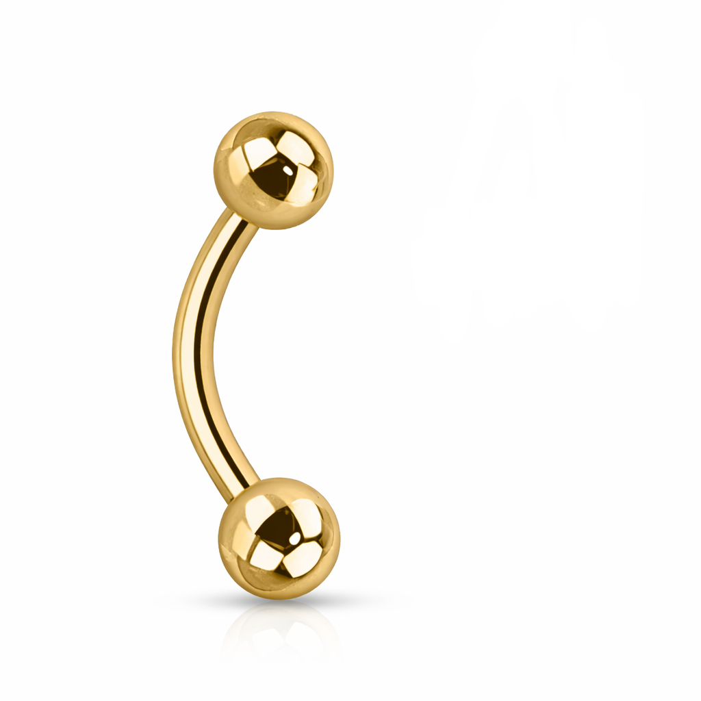 Curved barbell externally threaded