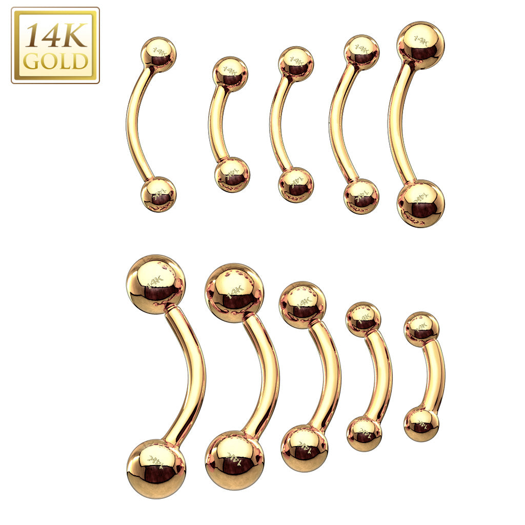 Plain Navel Curved Barbell 14Kt Gold