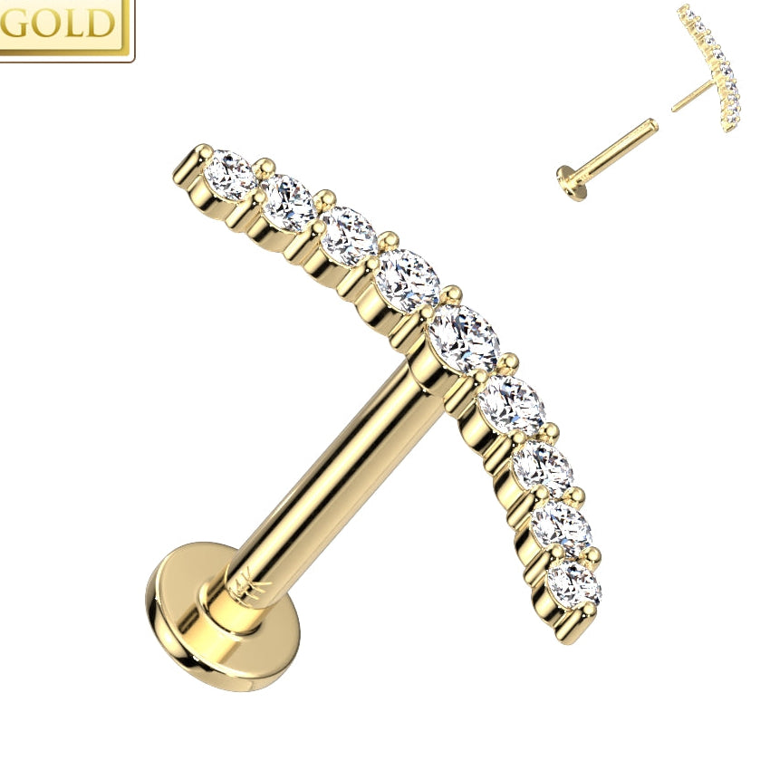 Half moon 14kt gold & cubic zirconia