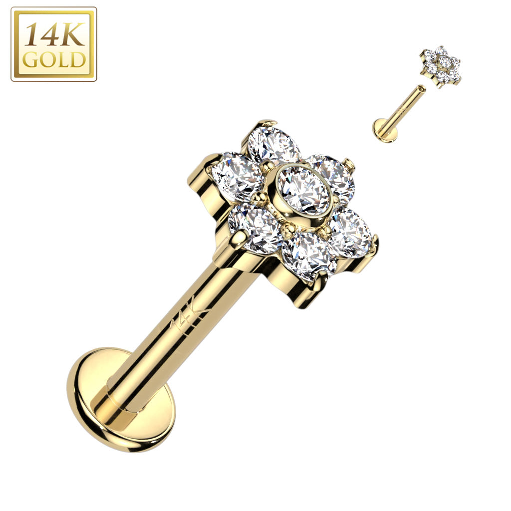 Orecchino a bottone fiorellino in oro 14kt