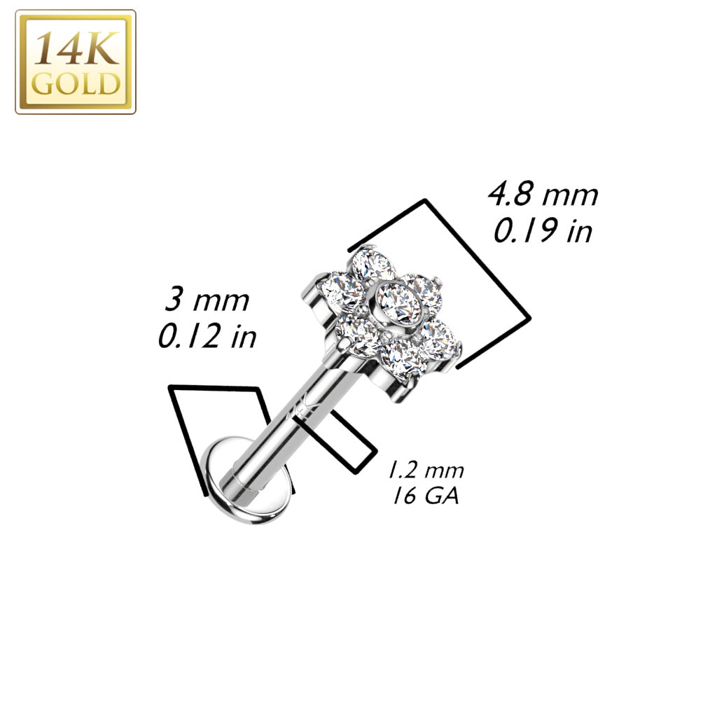 Orecchino a bottone fiorellino in oro 14kt