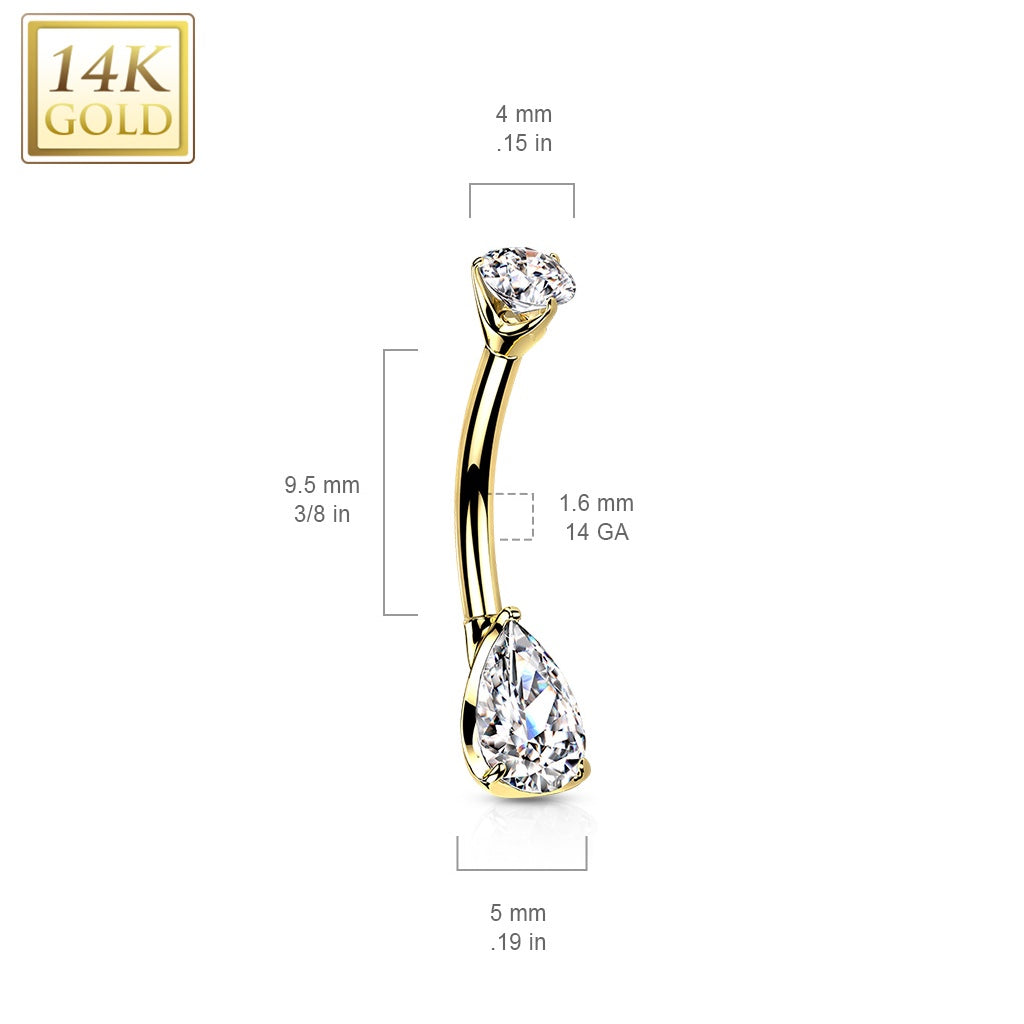 14Kt Teardrop Navel