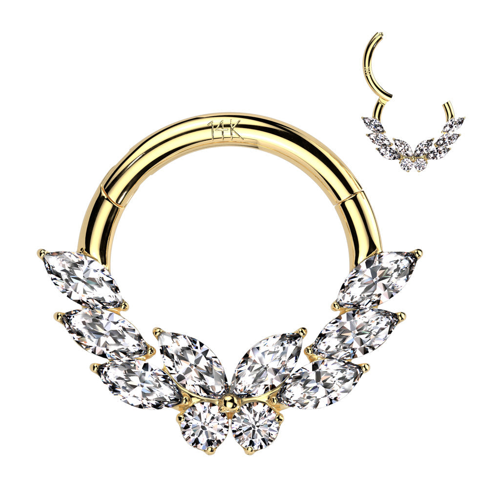 Angel clicker 14kt and zircons