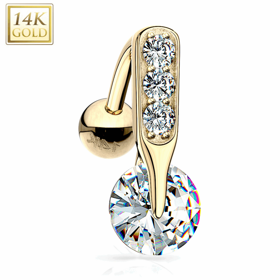 Shining 14K Gold Belly Ring