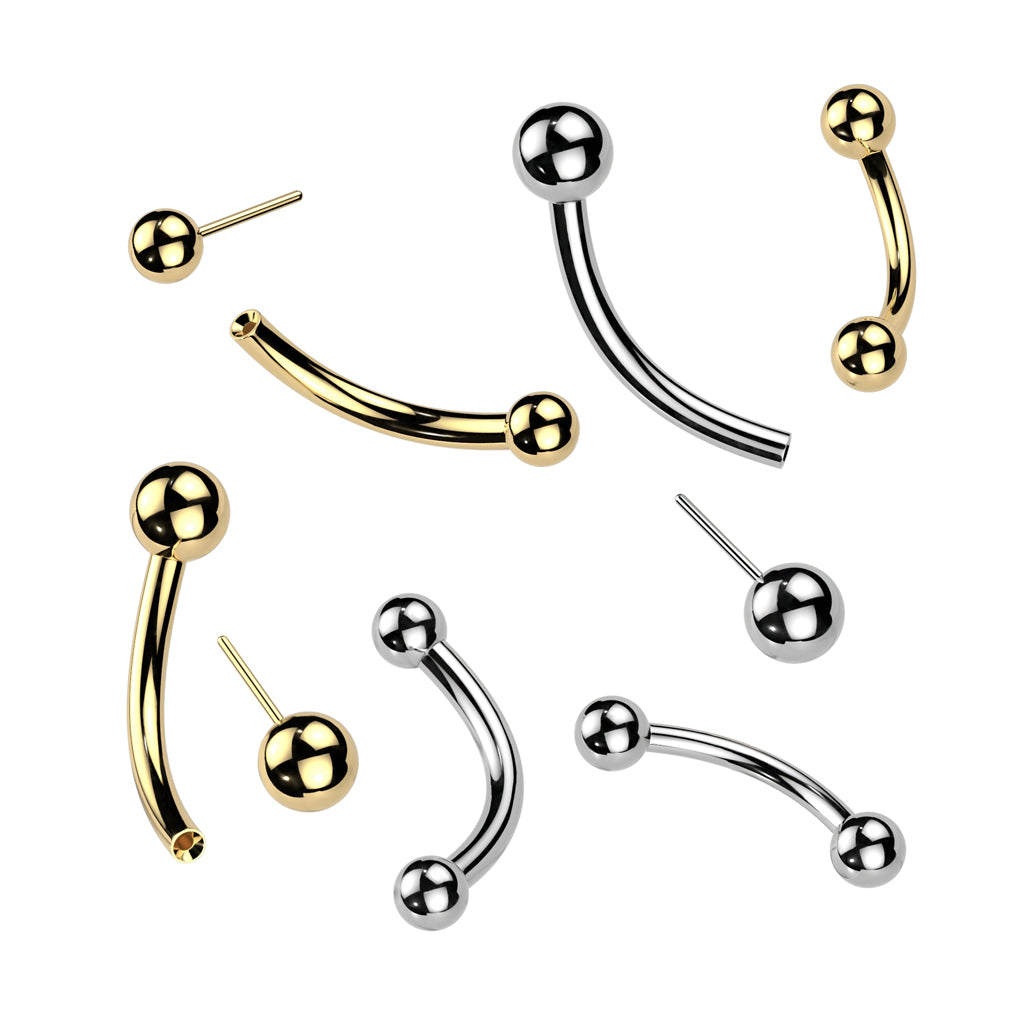 Curved barbell push-in