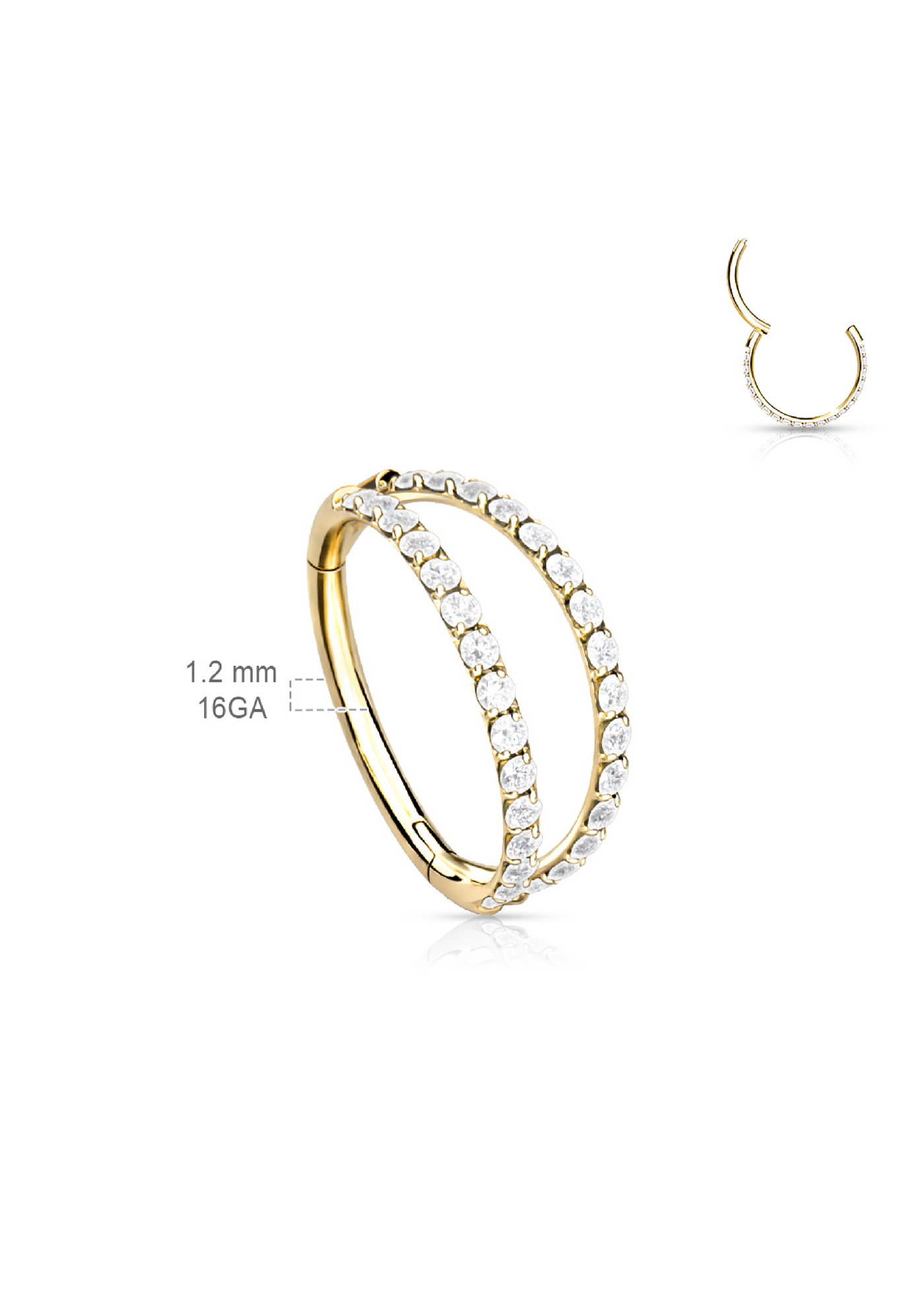 Double zircon nostril stud