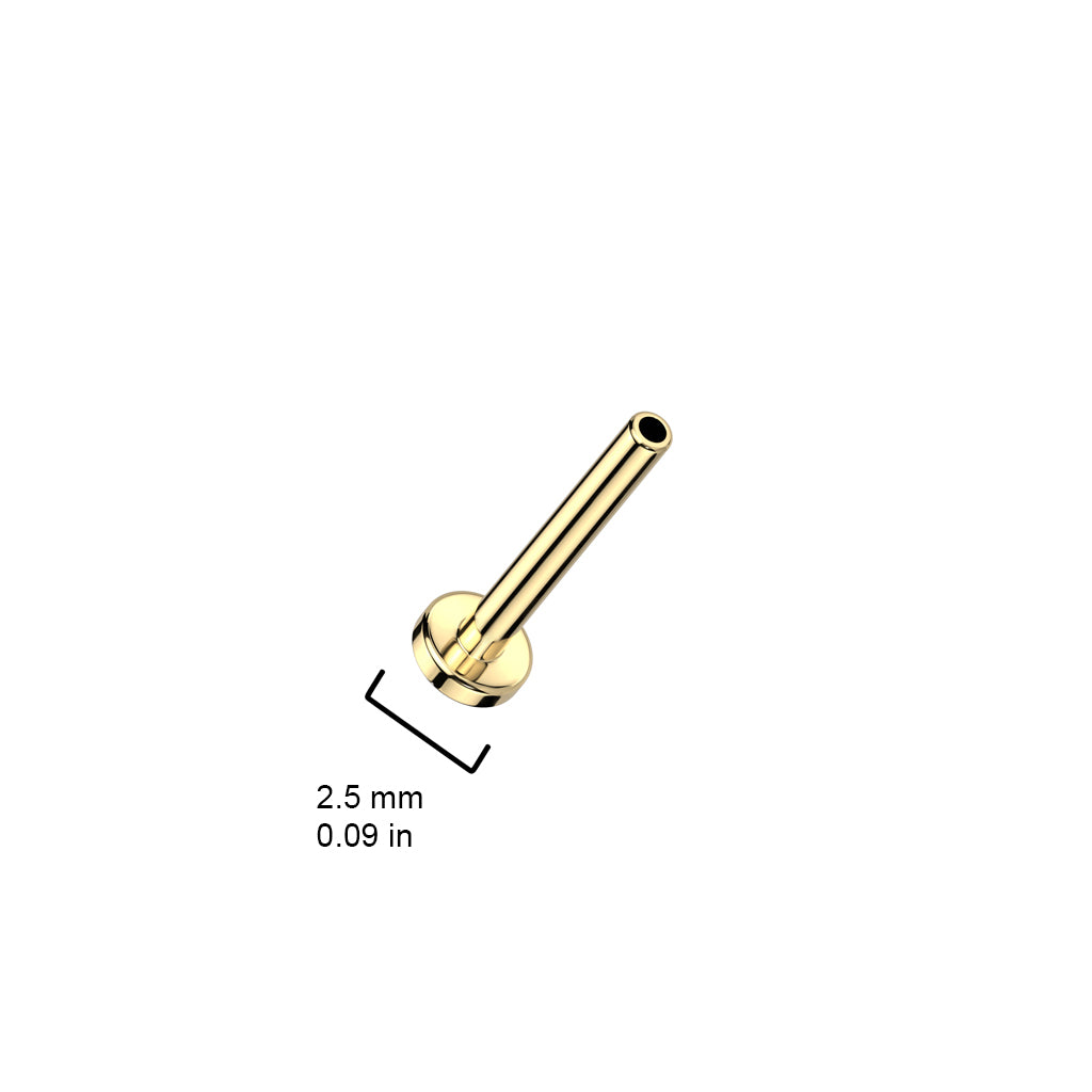 Internally threaded labret with 2.5 mm base