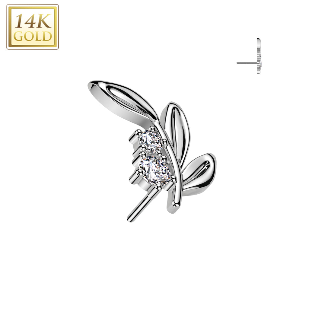 Leaf 14Kt & zircons