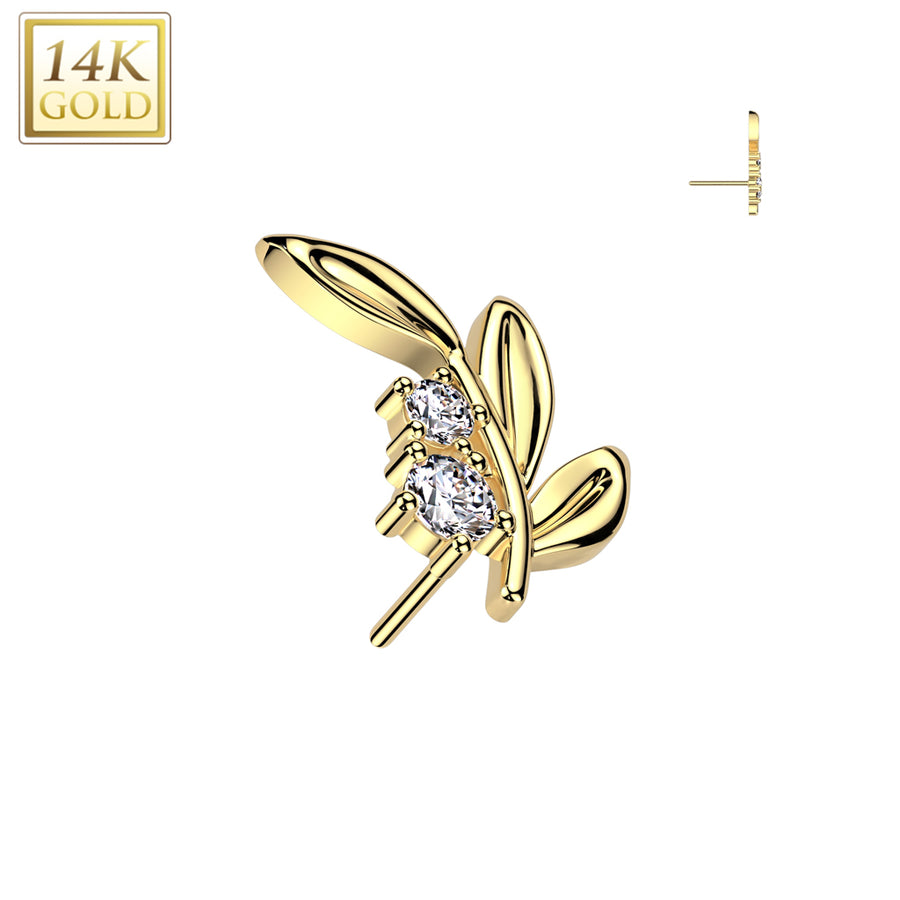 Leaf 14Kt & zircons