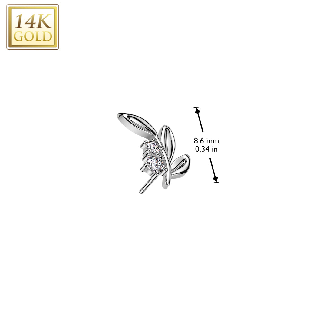 Leaf 14Kt & zircons