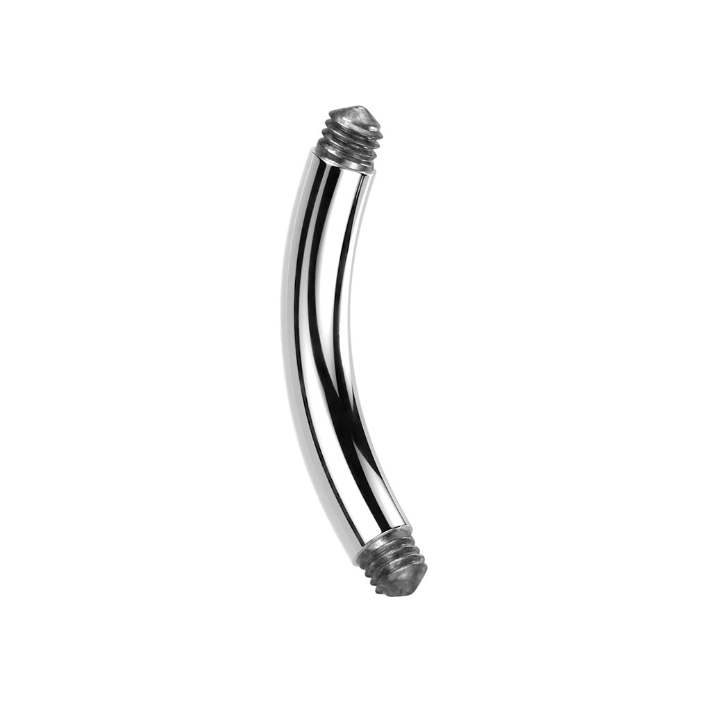 Curved barbell externally threaded