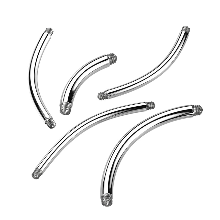 Curved barbell externally threaded