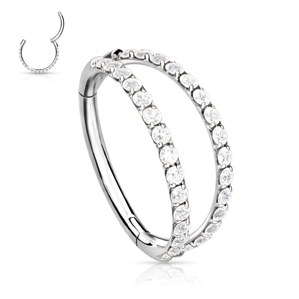 Double zircon nostril stud