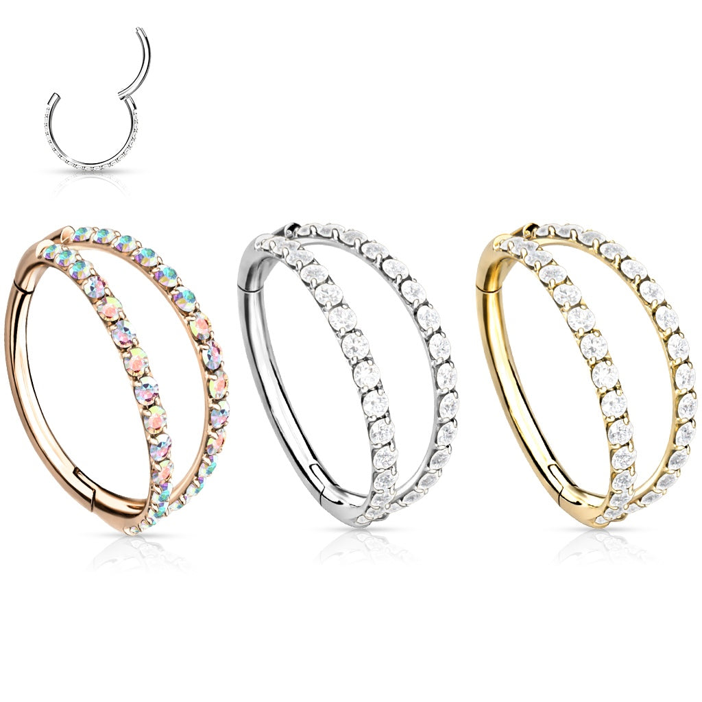 Double zircon nostril stud
