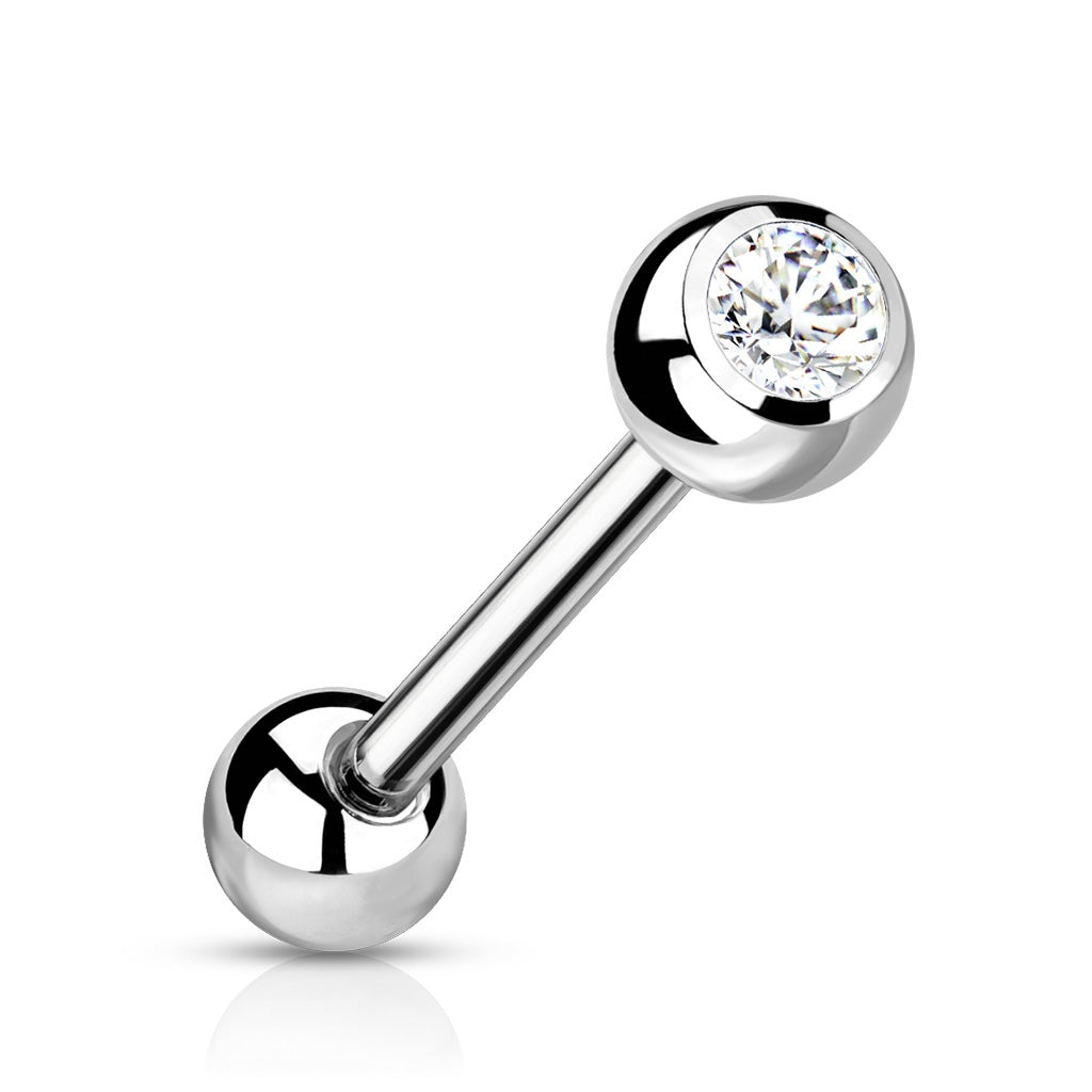 Tongue bar with zircons