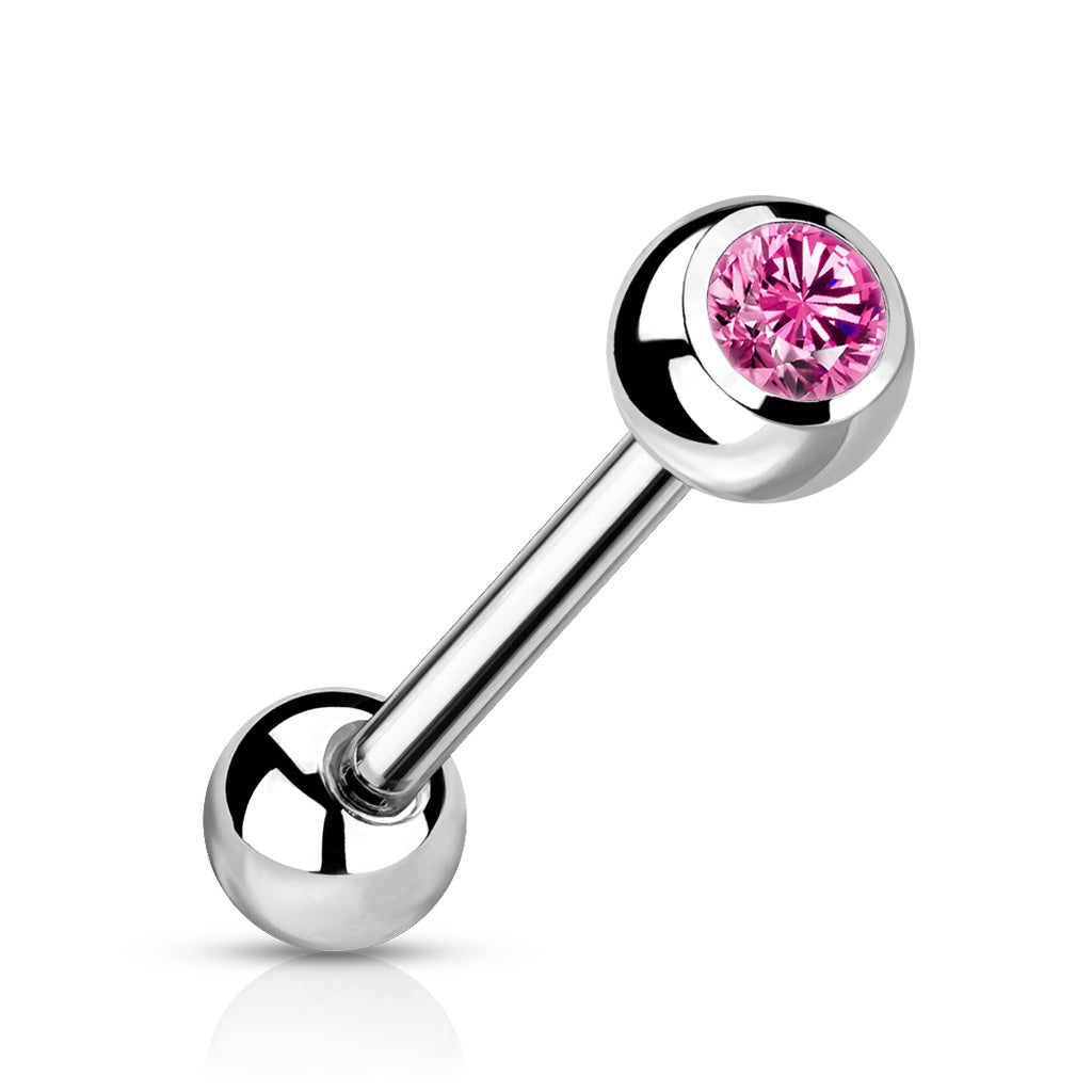 Tongue bar with zircons
