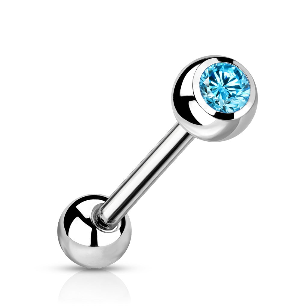 Tongue bar with zircons