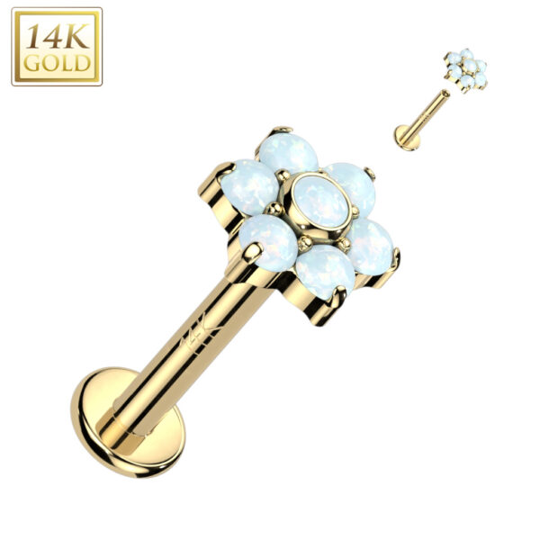 LITTLE FLOWER stud Gold 14kt  internally threaded