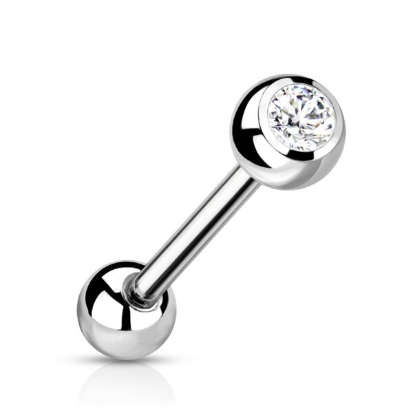 Tongue bar with zircons